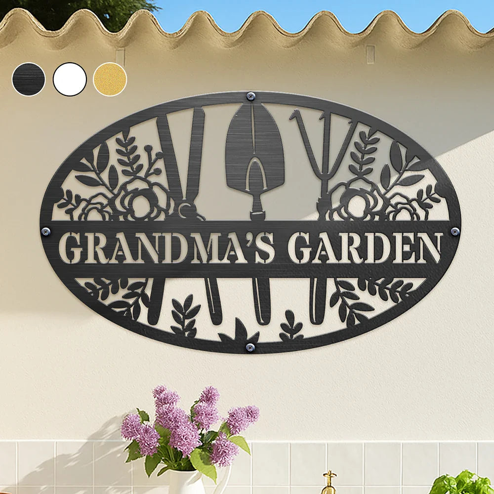 Happy,Gift For Grandma,Gift For Mother,Cooking,Gift For Women,Gift For Yourself,Gardening - Grandma's Garden - Personalized Cutout Metal Sign