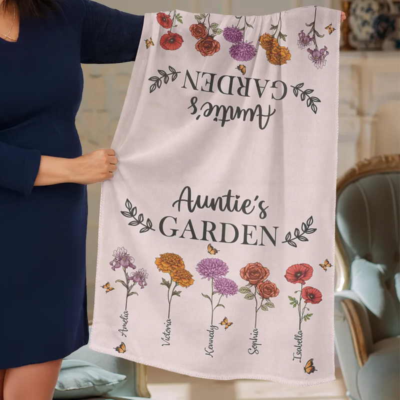 Gift For Mother,Gift For Grandma,Happy - Grandma's Garden Birth Flowers - Personalized Lightweight Soft Shawl