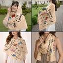 Gift For Mother,Gift For Grandma,Happy - Grandma's Garden Birth Flowers - Personalized Lightweight Soft Shawl