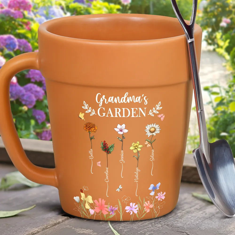 Grandma's Garden Birth Month Flower - Personalized Plant Pot Ceramic Mug