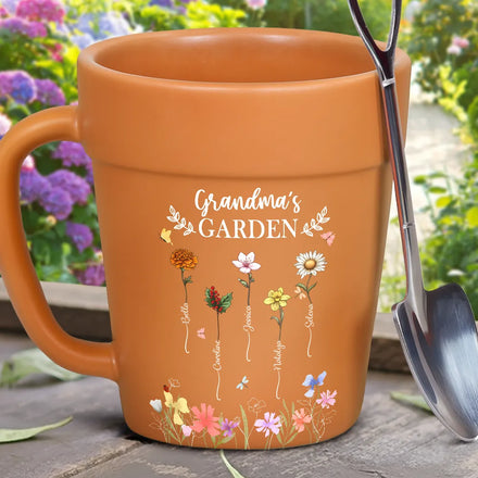 Grandma's Garden Birth Month Flower - Personalized Plant Pot Ceramic Mug