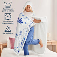 Gift For Women,Gift For Grandma,Gift For Mother,Love,Christmas - Grandma's Garden Blooming In Love Toile Birth Flower - Personalized Wearable Hooded Blanket