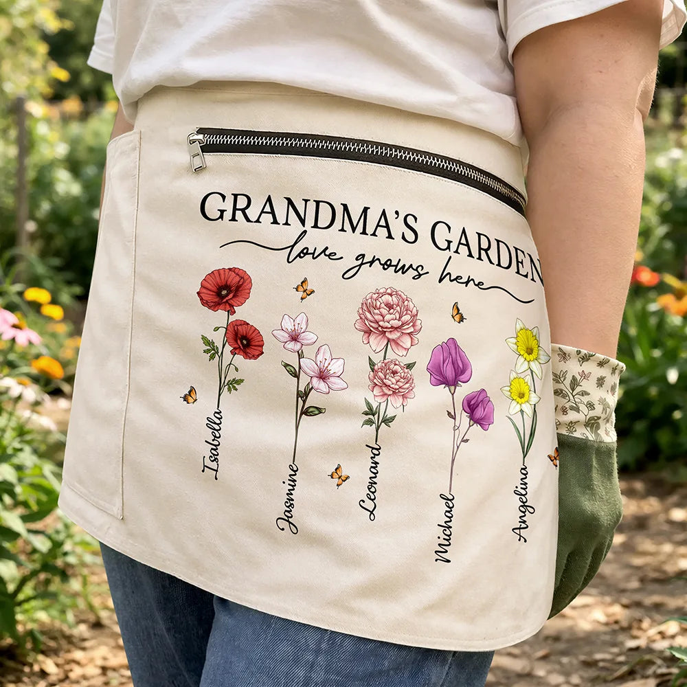 Gift For Women,Happy,Gardening,Gift For Yourself,Gift For Mother,Gift For Grandma -   Grandma's Garden Love Grows Here - Personalized Gardening Apron