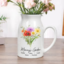 Gift For Mother,Gift For Grandma,Love - Grandma's Garden Watercolor Birth Flower - Personalized Ceramic Flower Vase