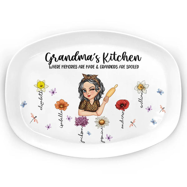 Gift For Mother,Cooking,Grandma - Grandkids,Grandma's Hobby,Gift For Grandma - Grandma's Kitchen Where Memories Are Made - Personalized Plate