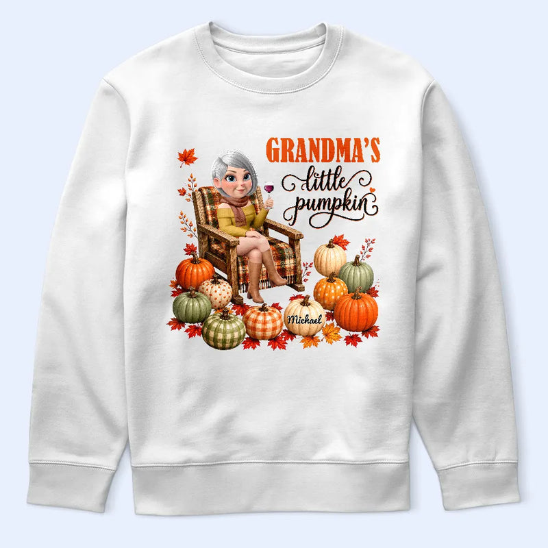 Gift For Grandchildren,Gift For Grandkids,Gift For Grandma,Cozy,Grandma - Grandkids,Vector - Grandma's Little Pumpkins - Personalized T Shirt