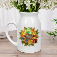 Gift For Grandma,Grandma - Grandkids,Grandma's Hobby,Gardening,Happy,Icon,Playful - Grandma's Love Bugs Stained Glass Effect - Personalized Ceramic Flower Vase