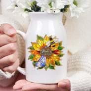 Gift For Grandma,Grandma - Grandkids,Grandma's Hobby,Gardening,Happy,Icon,Playful - Grandma's Love Bugs Stained Glass Effect - Personalized Ceramic Flower Vase