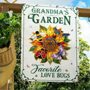 Gift For Grandma,Grandma - Grandkids,Grandma's Hobby,Gardening,Happy,Icon,Playful - Grandma's Love Bugs Stained Glass Effect - Personalized Classic Metal Signs