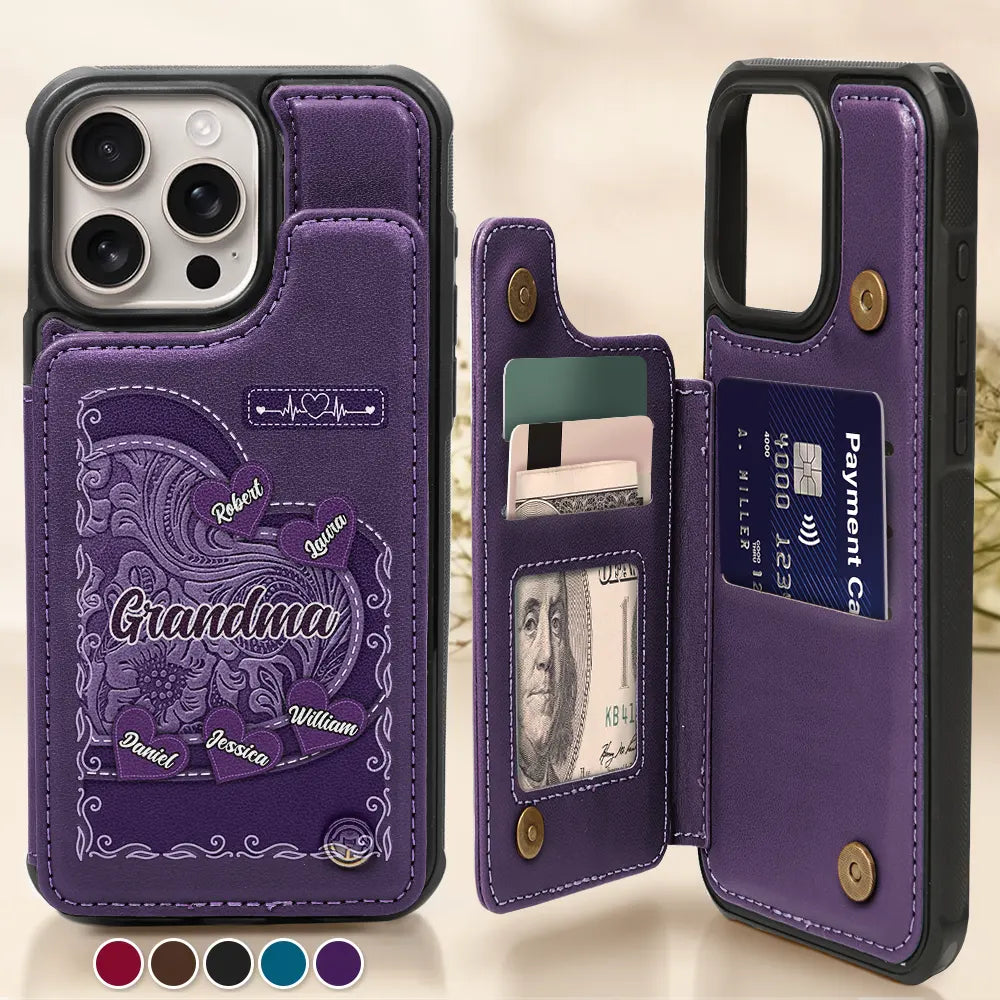 Grandma's Mom's Little Sweethearts - Personalized Leather Flip Wallet Phone Case