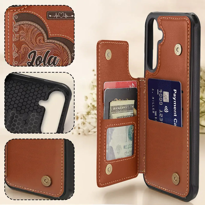 Gift For Women,Gift For Mother,Gift For Grandma,Single Mom,Love - Grandma's Mom's Little Sweethearts - Personalized Leather Flip Wallet Phone Case
