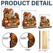 Top Market,Gift For Grandchildren,Gift For Grandkids,Gift For Grandma,Cozy,Grandma - Grandkids,Vector - Grandma's Pumpkin Patch Fall Vibes - Personalized Custom Shaped Wooden Plaque