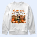 Gift For Grandchildren,Gift For Grandkids,Gift For Grandma,Cozy,Grandma - Grandkids,Vector - Grandma's Pumpkin Patch Fall Vibes - Personalized T Shirt