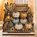 Top Market,Gift For Grandchildren,Gift For Grandkids,Gift For Grandma,Cozy,Grandma - Grandkids,Icon - Grandma's Pumpkin Patch Leopard - Personalized Custom Shaped Wooden Plaque
