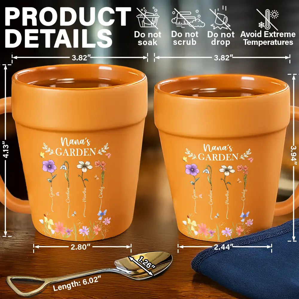 Grandma's Garden Birth Month Flower - Personalized Plant Pot Ceramic Mug