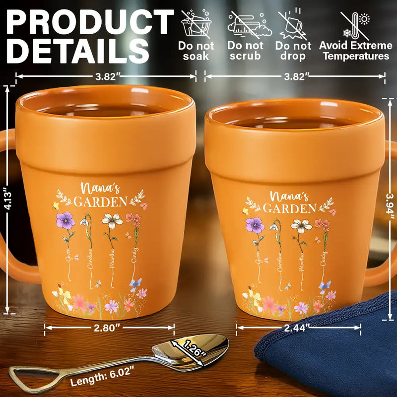 Grandma's Garden Birth Month Flower - Personalized Plant Pot Ceramic Mug