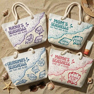 Gift For Grandma, Summer, Proud, Icon - Grandmas And Moms Seashells - Personalized Beach Bag