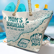 Gift For Grandma, Summer, Proud, Icon - Grandmas And Moms Seashells - Personalized Beach Bag