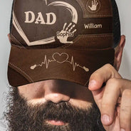 Gift For Father,Gift For Grandpa,Grandpa - Grandkids,Dad - Children,Happy - Grandad Dad Mum Kids Handprints - Personalised Trucker Cap