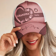 Gift For Father,Gift For Grandpa,Grandpa - Grandkids,Dad - Children,Happy - Grandad Dad Mum Kids Handprints - Personalised Trucker Cap