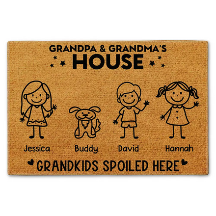 Grandpa & Grandma's House Grandkids Spoiled Here - Personalized Doormat