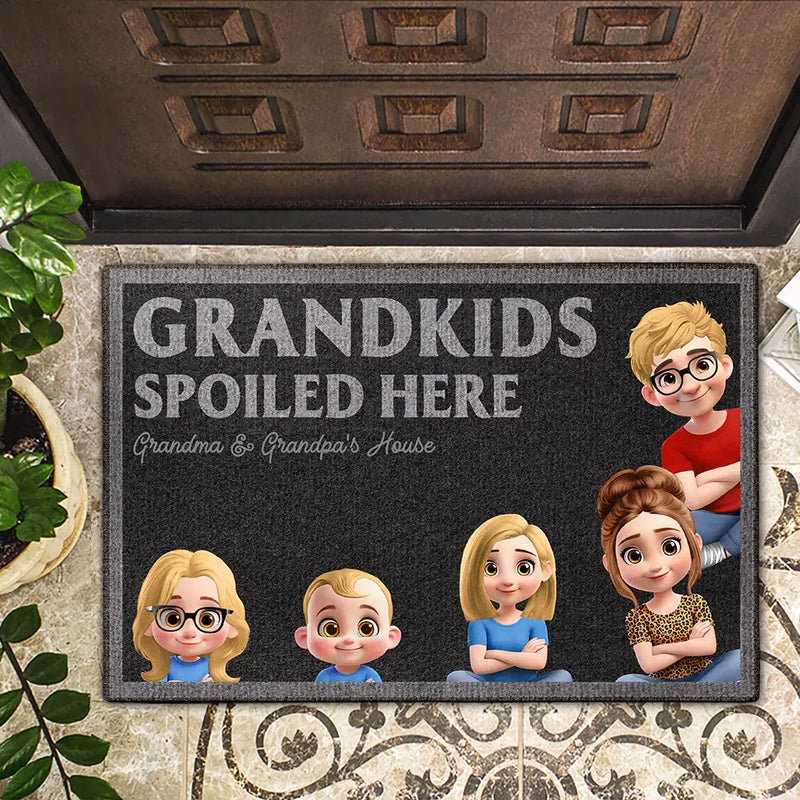 Gift For Grandma,Gift For Grandparents,Grandma - Grandkids,Happy - Grankids Spoiled Here Grandma House - Personalized Doormat