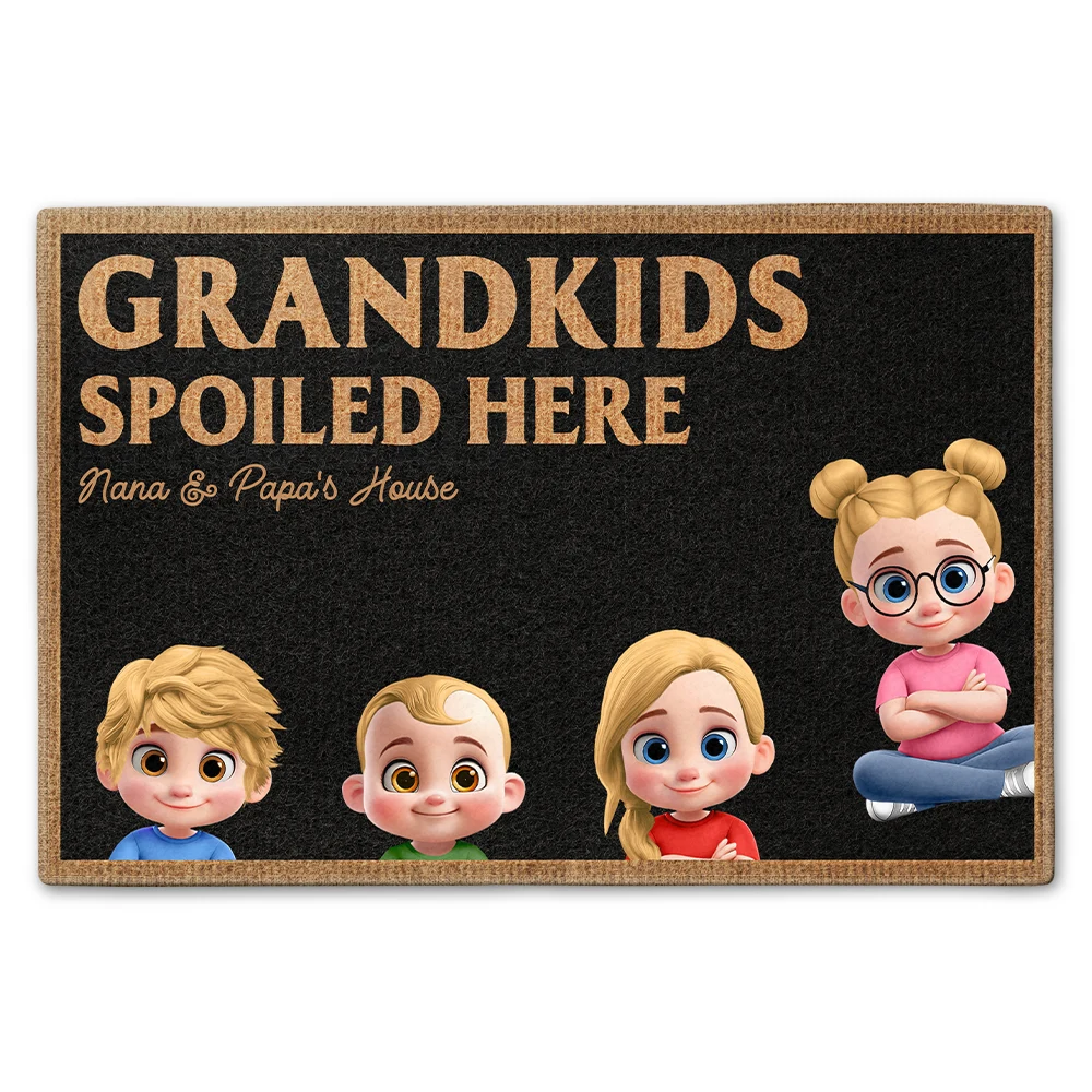 Gift For Grandma,Gift For Grandparents,Grandma - Grandkids,Happy - Grankids Spoiled Here Grandma House - Personalized Doormat