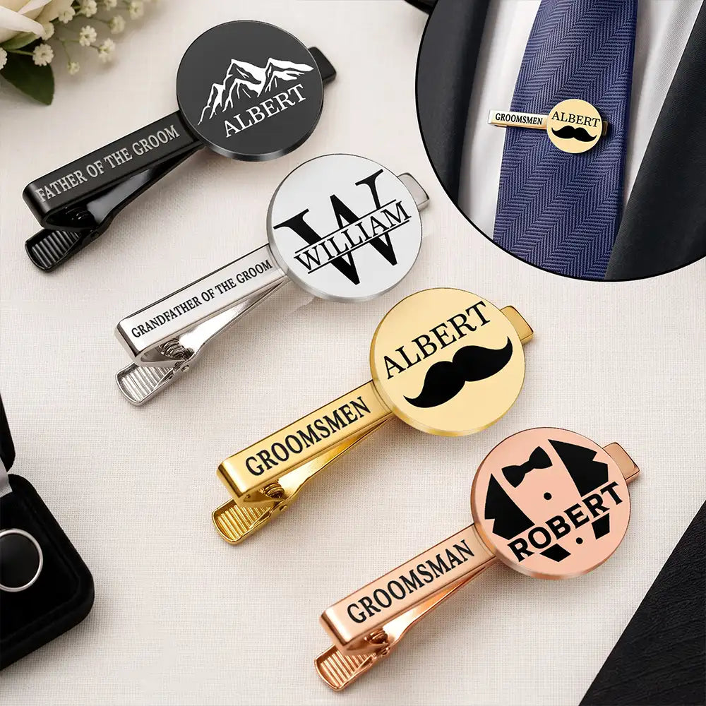 Confident,Gift For Men,Gift For Yourself,Wedding,Icon - Groomsman Bestman Wedding Gifts - Personalized Tie Clip
