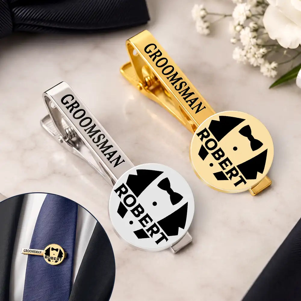 Confident,Gift For Men,Gift For Yourself,Wedding,Icon - Groomsman Bestman Wedding Gifts - Personalized Tie Clip