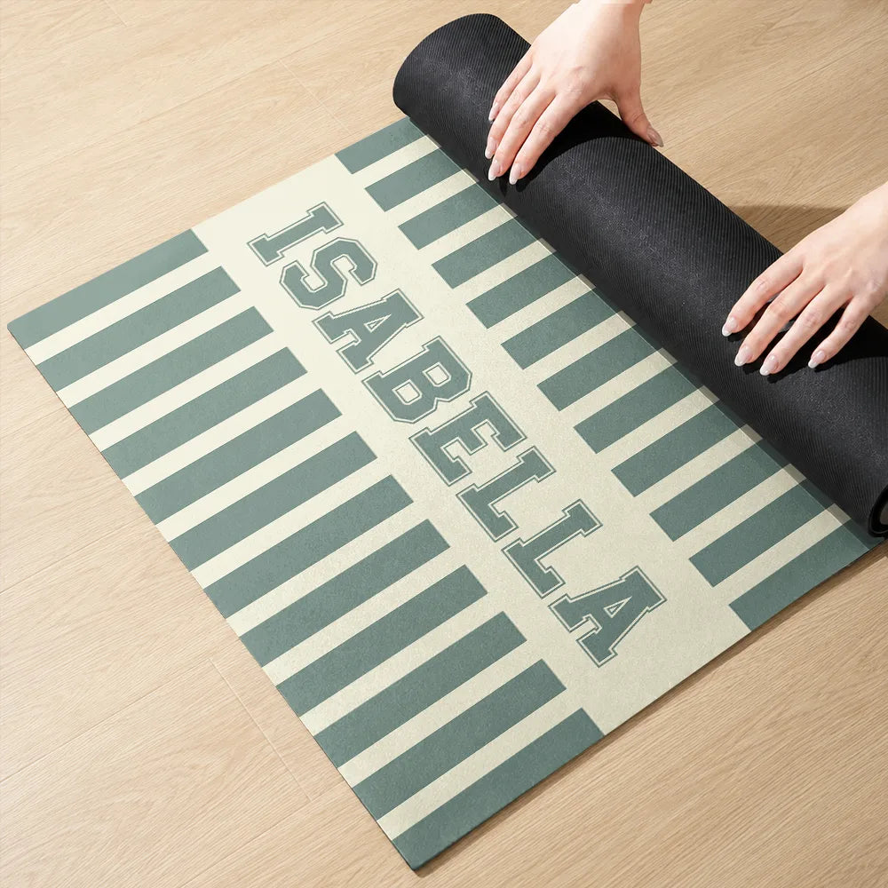 Gift For Yourself, Gift For Women, Summer, Yoga, Healing, Custom Text - Groovy Striped With Name - Personalized Yoga Mat