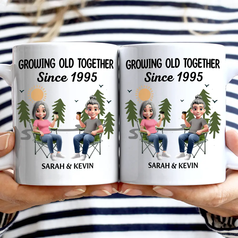 Gift For Couples, Old Couples, Gift For Husband, Gift For Wife, Happy - Growing Old Together Since - Personalized Mug