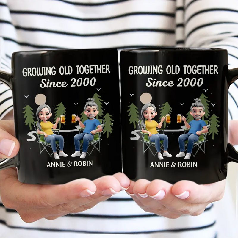 Gift For Couples, Old Couples, Gift For Husband, Gift For Wife, Happy - Growing Old Together Since - Personalized Mug
