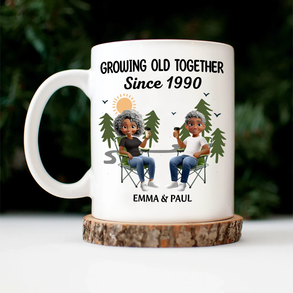Gift For Couples, Old Couples, Gift For Husband, Gift For Wife, Happy - Growing Old Together Since - Personalized Mug