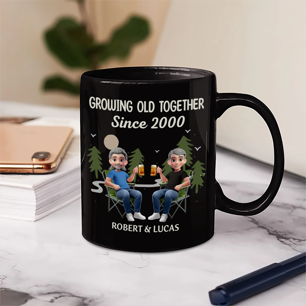 Gift For Couples, Old Couples, Gift For Husband, Gift For Wife, Happy - Growing Old Together Since - Personalized Mug