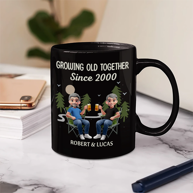 Gift For Couples, Old Couples, Gift For Husband, Gift For Wife, Happy - Growing Old Together Since - Personalized Mug