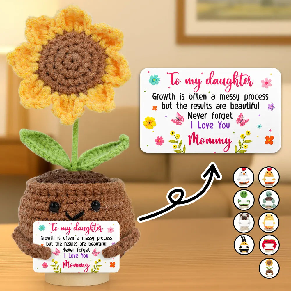 Gift For Kids, Gift For Grandkids, Love - Growth Is Often A Messy Process - Personalized Doll Crochet With Custom Card
