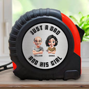 Gift For Father,Gift For Grandpa,Gift For Men,Happy,Vector - Grunge Style Just A Dad And His Girl - Personalized Tape Measure