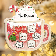 Marshmallows Family Dog Cat - Personalized 3-Layered Acrylic Shaker Ornament