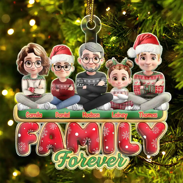 Christmas,Happy,Gift For Sisters,Gift For Brothers,Gift For Sibling,Cousin,Family - Family Sisters Brothers Siblings Cousins Forever 3D Effect - Personalized Custom Shaped Acrylic Ornament