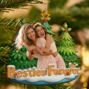 Gift For Bestie,Gift For Sisters,Christmas,Happy,Gifts For Colleagues,Gift For Sibling - Custom Photo Besties Sisters Best Team Ever - Personalized Custom Shaped Wooden Ornament
