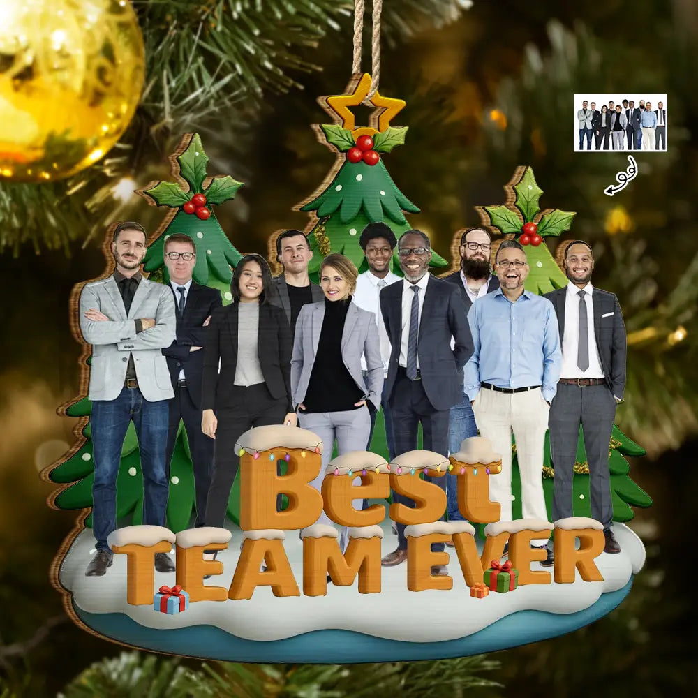 Custom Photo Besties Sisters Best Team Ever - Personalized Custom Shaped Wooden Ornament