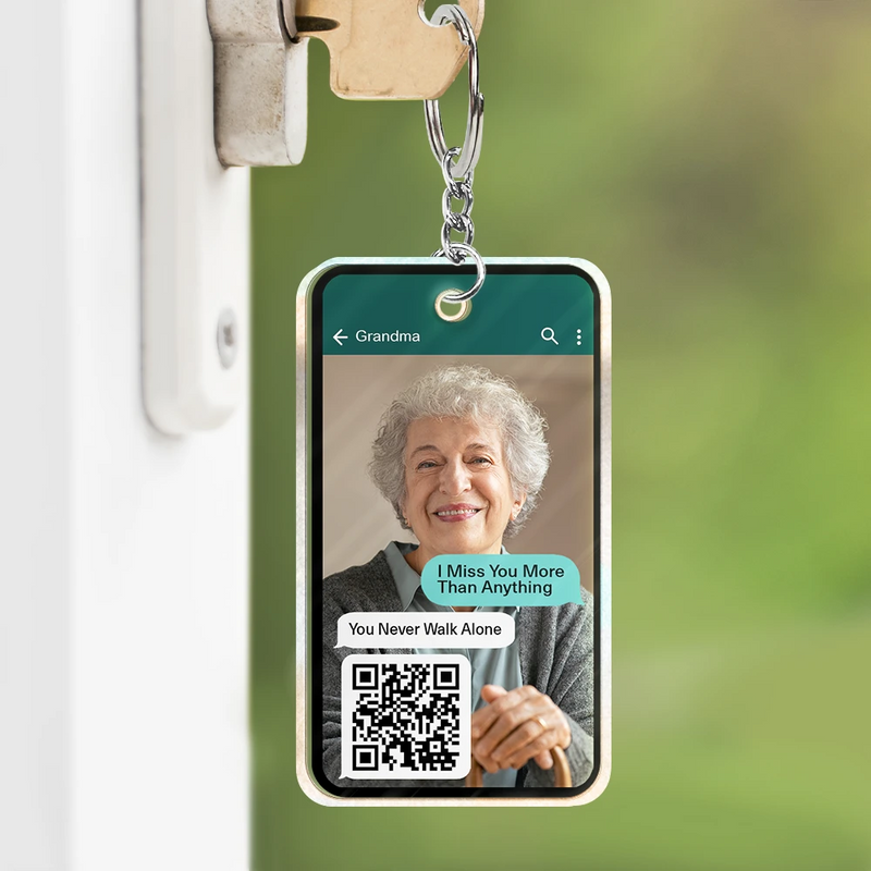 Gift For Couples,Old Couples,Gift For Husband,Gift For Wife,Gift For Boyfriend,Gift For Girlfriend,Gift For Yourself,Memorial,Sad - Custom Photo QR Code Memorial Message From Loved One - Personalized Acrylic Keychain