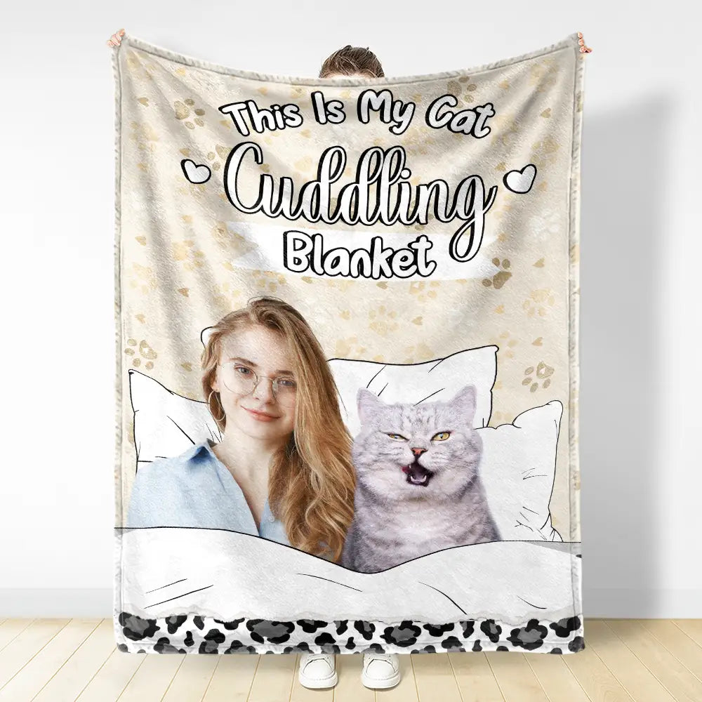 Gift For Yourself,Gift For Women,Gift For Men,Pet Lovers,Pet Mom,Pet Dad,Pet Couple,Dog Lovers,Dog Mom,Dog Dad,Dog Couple,Cat Lovers,Cat Mom,Cat Dad,Cat Couple,Custom Photo,Happy - Custom Photo Dog Cat Cuddling Blanket - Personalized Fleece Blanket, Sherpa Blanket