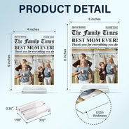 Gift For Mother,Gift For Father,Gift For Women,Gift For Men,Love - Custom Photo Best Mom Dad Ever Newspaper Theme - Personalized Vertical Rectangle Acrylic Plaque