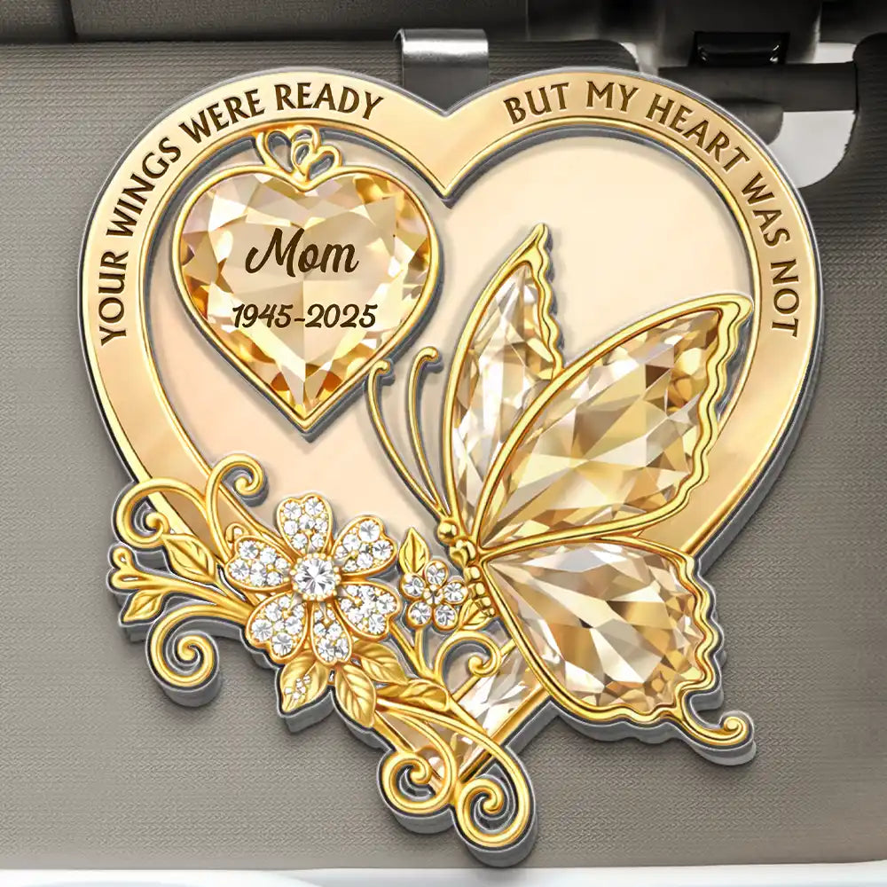 Memorial Your Wings Were Ready Diamond 3D Effect - Personalized Custom Shaped Acrylic Car Visor Clip