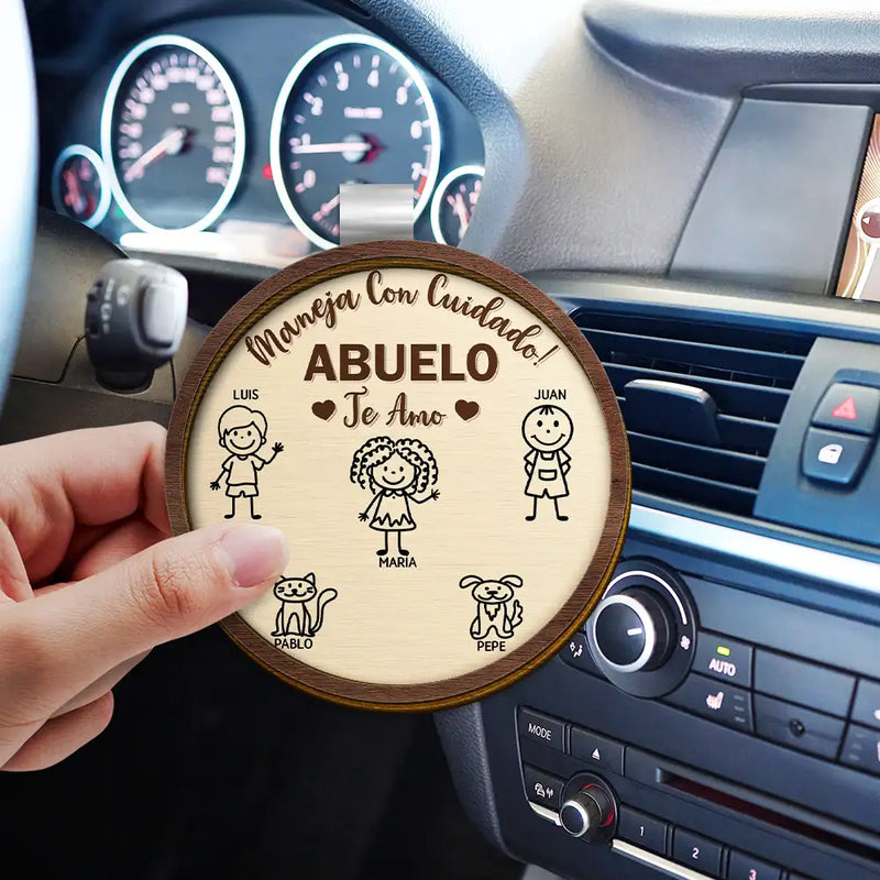 Gift For Yourself,Gift For Men,Gift For Grandpa,Gift For Father,Dog Dad,Cat Dad,Pet Dad,Gift For Mother,Gift For Grandma,Happy,Spanish,Stick Figure - Maneja Con Cuidado Papá Abuelo - Clip Para Parasol Del Coche De Forma Especial Personalizado
