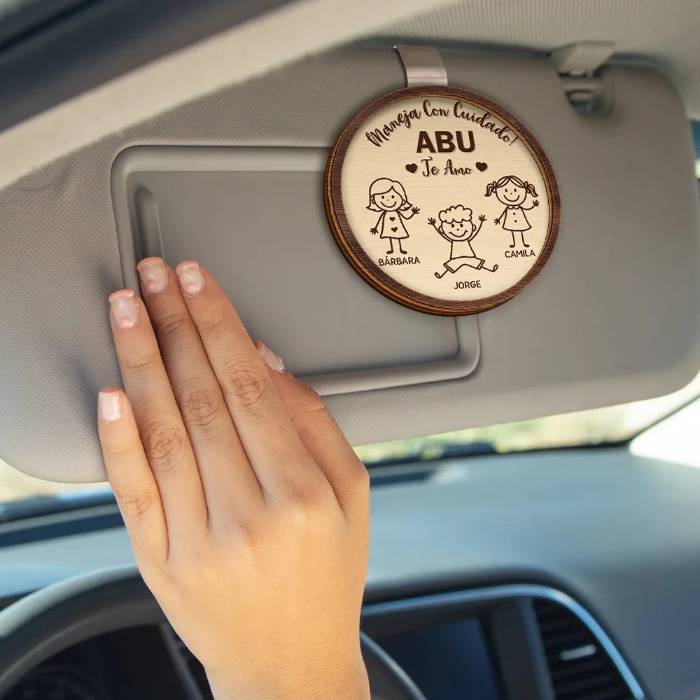 Gift For Yourself,Gift For Men,Gift For Grandpa,Gift For Father,Dog Dad,Cat Dad,Pet Dad,Gift For Mother,Gift For Grandma,Happy,Spanish,Stick Figure - Maneja Con Cuidado Papá Abuelo - Clip Para Parasol Del Coche De Forma Especial Personalizado