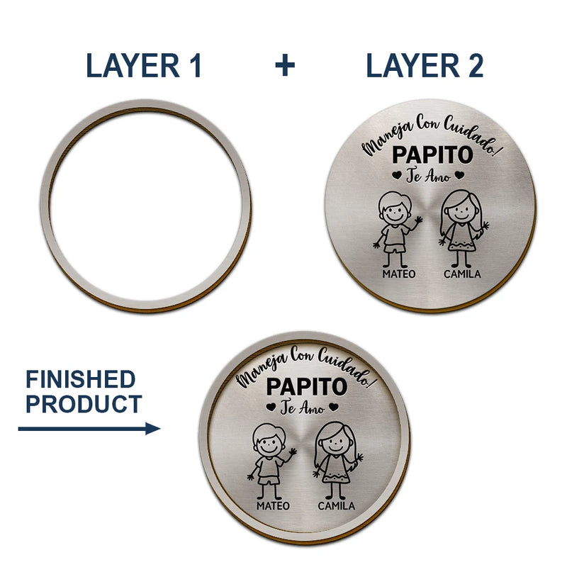 Gift For Yourself,Gift For Men,Gift For Grandpa,Gift For Father,Dog Dad,Cat Dad,Pet Dad,Gift For Mother,Gift For Grandma,Happy,Spanish,Stick Figure - Maneja Con Cuidado Papá Abuelo - Clip Para Parasol Del Coche De Forma Especial Personalizado