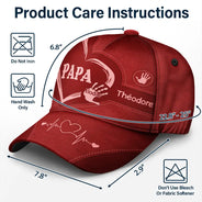 Gift For Yourself,Gift For Men,Gift For Grandpa,Gift For Father,Gift For Mother,Gift For Grandma,Love,French - Les Empreintes Des Mains Du Grand-Père Papa Et Des Enfants - Casquette Classique Personnalisée