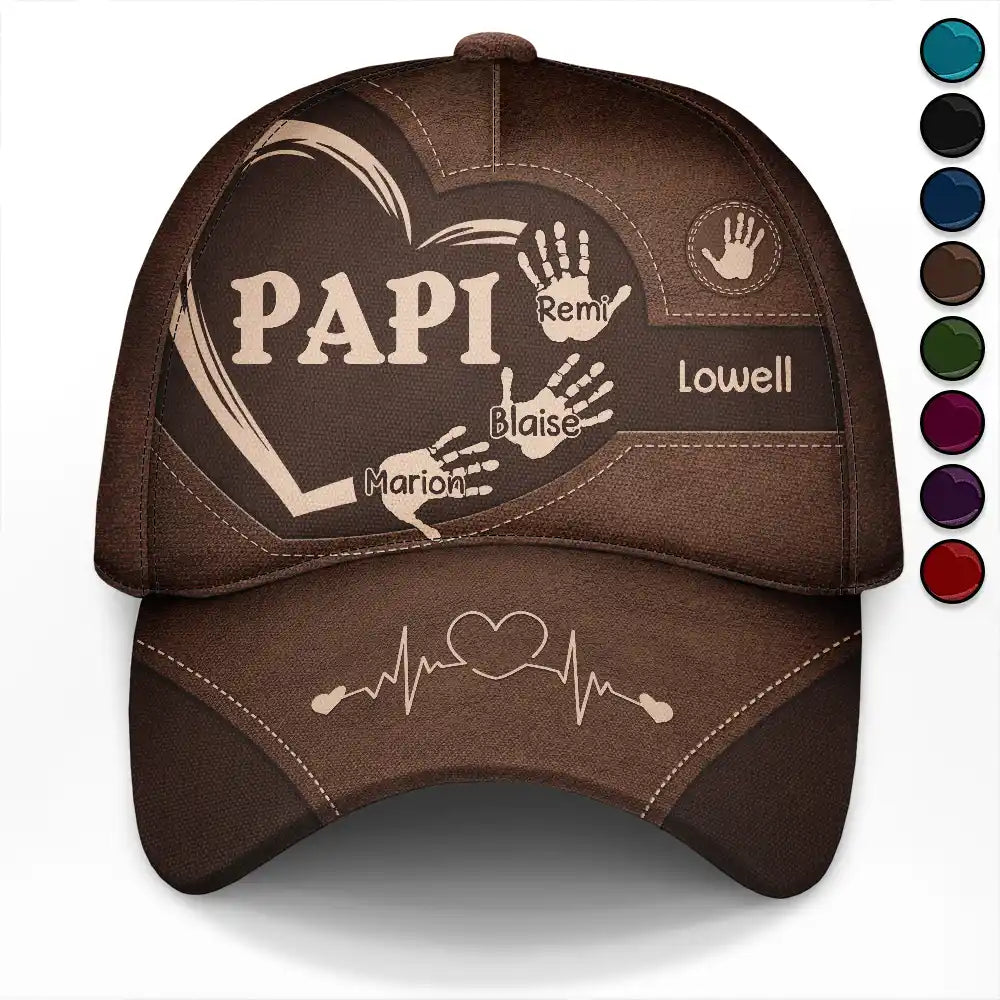 Les Empreintes Des Mains Du Grand-Père Papa Et Des Enfants - Casquette Classique Personnalisée